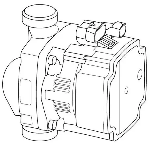Pumpe von Uponor mit quadratischem Gehäuse und elektrischen Anschlüssen, zur Verwendung in Heizungs- oder Wassersystemen.